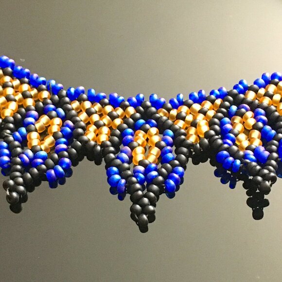 Handcrafted Tribal Beaded Spike Necklace - Picture 4 of 8